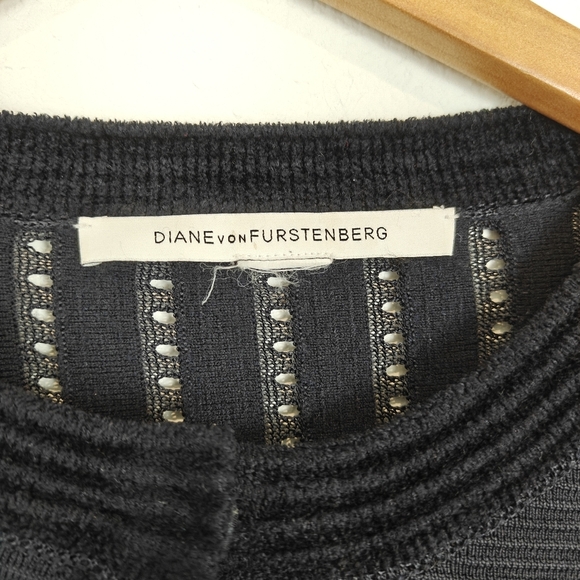 Diane Von Furstenberg Textured Cropped Wool Blend Knit Cartigan Sz Small - Picture 6 of 14